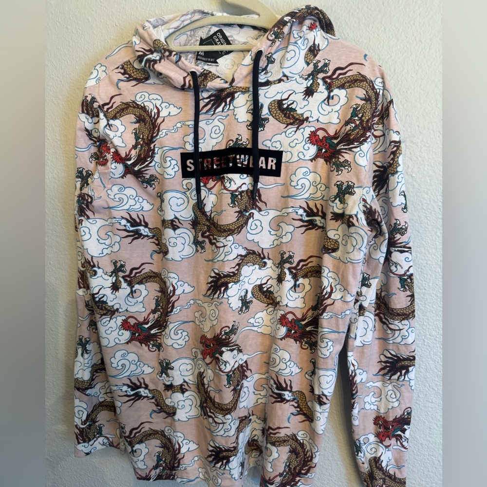 Original Gravity Streetwear Dragon Print Hoodie Size Medium